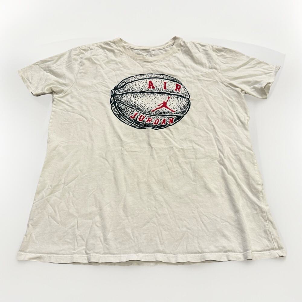Air Jordan Mens White Air Jordan Basketball Logo Graphic Print T-Shirt Size L